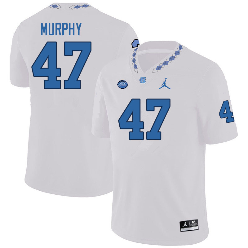 Men #47 CJ Murphy North Carolina Tar Heels College Football Jerseys Sale-White